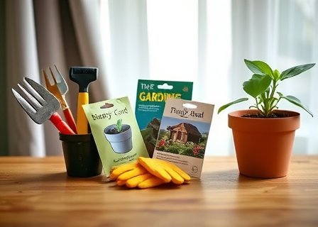 Starter gardening kit with tools and organic seeds