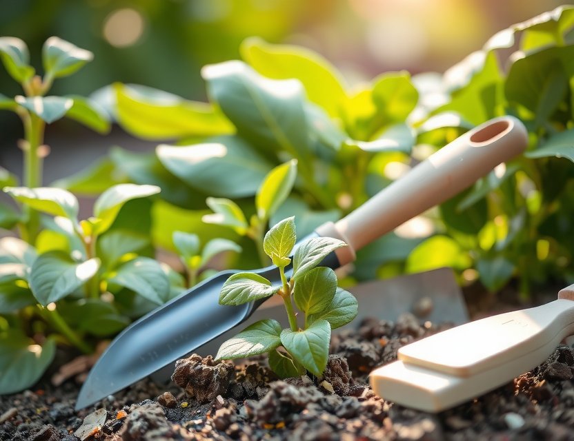 Sustainable garden with rainwater harvesting system