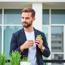 Community member smiling in greenhouse